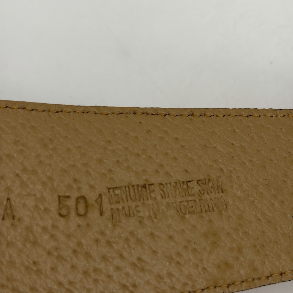 Vintage Laura Lei Womens Belt Genuine Snakeskin Orange Gold Adjustable Argentina - Picture 13 of 13